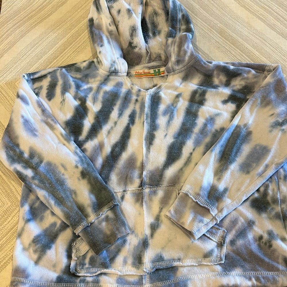 Vintage Havana Girls Blue & White Tie Dye Hooded Sweatshirt - Size M/10-12
